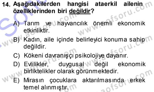 Anne Baba Eğitimi Dersi 2013 - 2014 Yılı (Final) Dönem Sonu Sınav Soruları 14. Soru