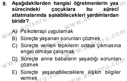 Anne Baba Eğitimi Dersi 2013 - 2014 Yılı (Final) Dönem Sonu Sınav Soruları 9. Soru
