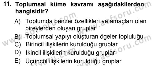 Anne Baba Eğitimi Dersi 2013 - 2014 Yılı Tek Ders Sınav Soruları 11. Soru