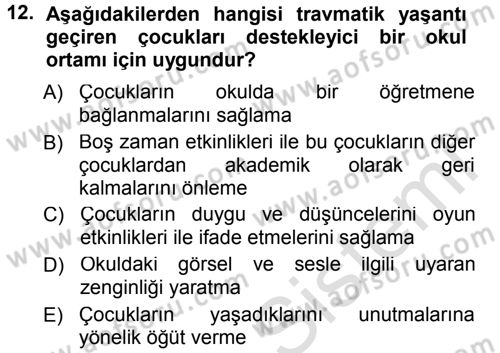 Anne Baba Eğitimi Dersi 2013 - 2014 Yılı Tek Ders Sınav Soruları 12. Soru