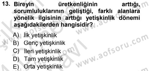 Anne Baba Eğitimi Dersi 2013 - 2014 Yılı Tek Ders Sınav Soruları 13. Soru