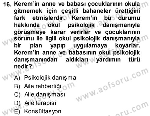 Anne Baba Eğitimi Dersi 2013 - 2014 Yılı Tek Ders Sınav Soruları 16. Soru