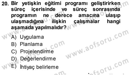 Anne Baba Eğitimi Dersi 2013 - 2014 Yılı Tek Ders Sınav Soruları 20. Soru