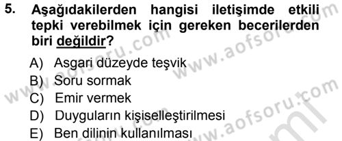 Anne Baba Eğitimi Dersi 2013 - 2014 Yılı Tek Ders Sınav Soruları 5. Soru
