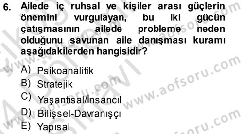 Anne Baba Eğitimi Dersi 2013 - 2014 Yılı Tek Ders Sınav Soruları 6. Soru