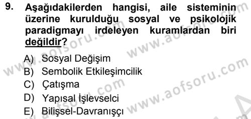 Anne Baba Eğitimi Dersi 2013 - 2014 Yılı Tek Ders Sınav Soruları 9. Soru