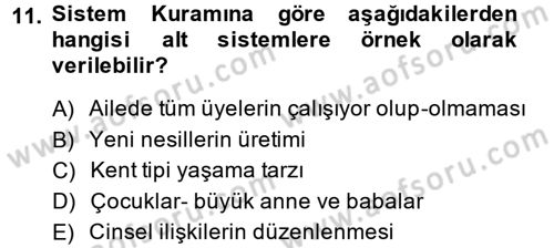 Anne Baba Eğitimi Dersi Ara Sınavı Deneme Sınav Soruları 11. Soru