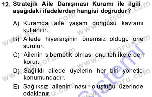 Anne Baba Eğitimi Dersi Ara Sınavı Deneme Sınav Soruları 12. Soru