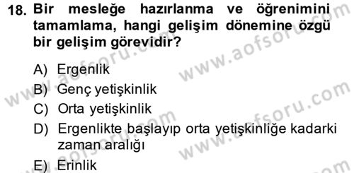 Anne Baba Eğitimi Dersi 2014 - 2015 Yılı (Vize) Ara Sınav Soruları 18. Soru