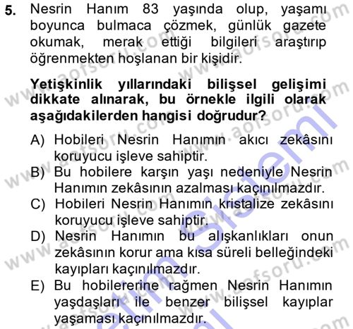 Anne Baba Eğitimi Dersi Ara Sınavı Deneme Sınav Soruları 5. Soru
