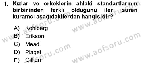 Anne Baba Eğitimi Dersi 2015 - 2016 Yılı (Final) Dönem Sonu Sınav Soruları 1. Soru