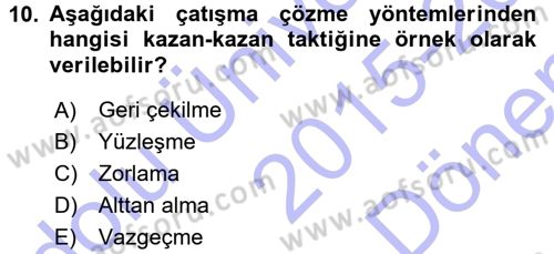Anne Baba Eğitimi Dersi 2015 - 2016 Yılı (Final) Dönem Sonu Sınav Soruları 10. Soru