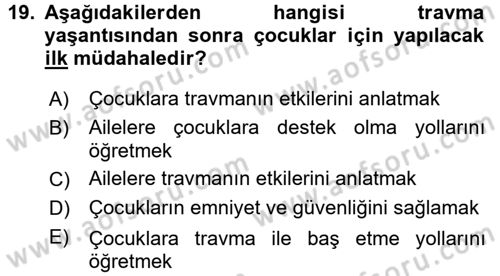 Anne Baba Eğitimi Dersi 2015 - 2016 Yılı (Final) Dönem Sonu Sınav Soruları 19. Soru