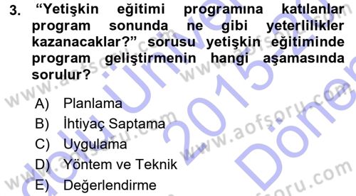 Anne Baba Eğitimi Dersi 2015 - 2016 Yılı (Final) Dönem Sonu Sınav Soruları 3. Soru