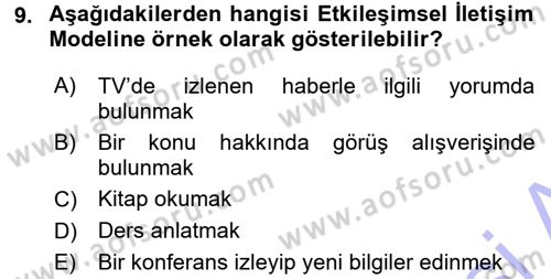 Anne Baba Eğitimi Dersi 2015 - 2016 Yılı (Final) Dönem Sonu Sınav Soruları 9. Soru