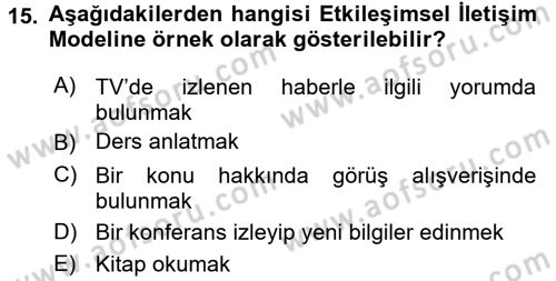 Anne Baba Eğitimi Dersi 2015 - 2016 Yılı Tek Ders Sınav Soruları 15. Soru