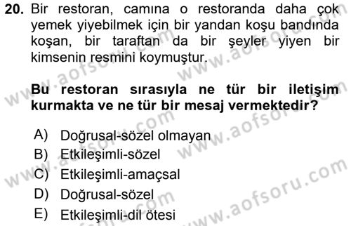 Anne Baba Eğitimi Dersi 2015 - 2016 Yılı Tek Ders Sınav Soruları 20. Soru