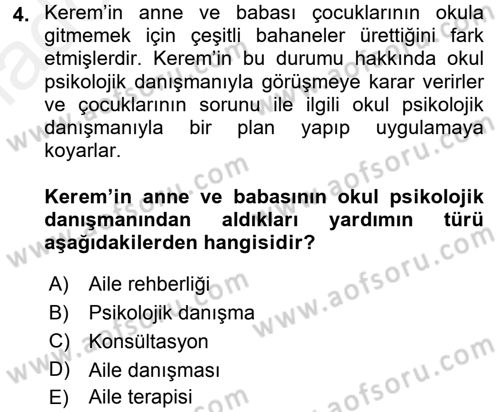 Anne Baba Eğitimi Dersi 2015 - 2016 Yılı Tek Ders Sınav Soruları 4. Soru