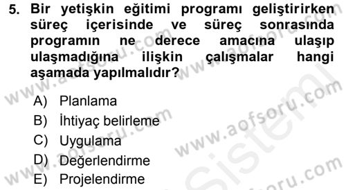 Anne Baba Eğitimi Dersi 2015 - 2016 Yılı Tek Ders Sınav Soruları 5. Soru
