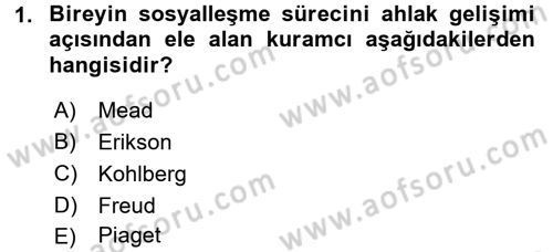 Anne Baba Eğitimi Dersi 2016 - 2017 Yılı (Vize) Ara Sınavı 1. Soru