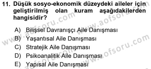 Anne Baba Eğitimi Dersi 2016 - 2017 Yılı (Vize) Ara Sınavı 11. Soru