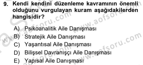 Anne Baba Eğitimi Dersi 2016 - 2017 Yılı (Vize) Ara Sınavı 9. Soru