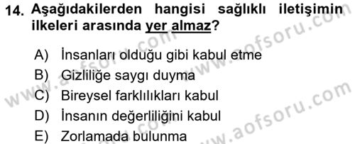 Anne Baba Eğitimi Dersi 2016 - 2017 Yılı (Final) Dönem Sonu Sınav Soruları 14. Soru