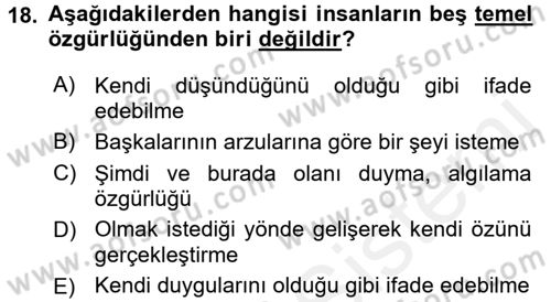 Anne Baba Eğitimi Dersi 2016 - 2017 Yılı (Final) Dönem Sonu Sınav Soruları 18. Soru