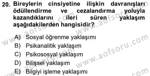 Anne Baba Eğitimi Dersi 2016 - 2017 Yılı (Final) Dönem Sonu Sınav Soruları 20. Soru