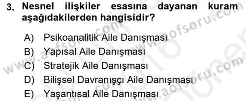 Anne Baba Eğitimi Dersi 2016 - 2017 Yılı (Final) Dönem Sonu Sınav Soruları 3. Soru