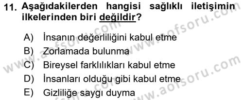 Anne Baba Eğitimi Dersi 2017 - 2018 Yılı (Final) Dönem Sonu Sınav Soruları 11. Soru