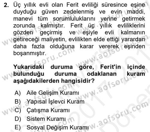 Anne Baba Eğitimi Dersi 2017 - 2018 Yılı (Final) Dönem Sonu Sınav Soruları 2. Soru