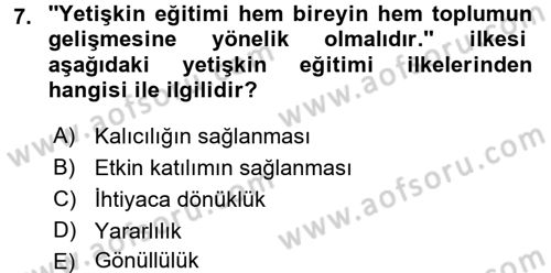 Anne Baba Eğitimi Dersi 2017 - 2018 Yılı (Final) Dönem Sonu Sınav Soruları 7. Soru