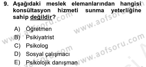 Anne Baba Eğitimi Dersi 2017 - 2018 Yılı (Final) Dönem Sonu Sınav Soruları 9. Soru