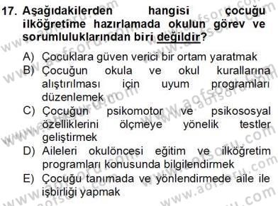 İlköğretime Hazırlık Ve İlköğretim Programları Dersi 2012 - 2013 Yılı (Final) Dönem Sonu Sınav Soruları 17. Soru