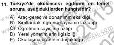 İlköğretime Hazırlık Ve İlköğretim Programları Dersi 2014 - 2015 Yılı (Vize) Ara Sınav Soruları 11. Soru