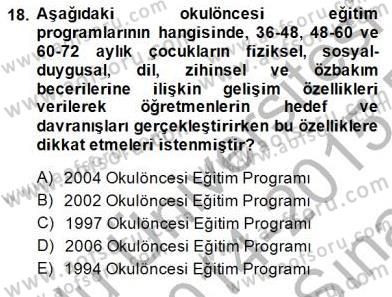 İlköğretime Hazırlık Ve İlköğretim Programları Dersi 2014 - 2015 Yılı (Vize) Ara Sınav Soruları 18. Soru