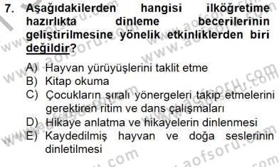 İlköğretime Hazırlık Ve İlköğretim Programları Dersi 2014 - 2015 Yılı (Vize) Ara Sınav Soruları 7. Soru