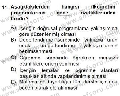 İlköğretime Hazırlık Ve İlköğretim Programları Dersi 2014 - 2015 Yılı (Final) Dönem Sonu Sınav Soruları 11. Soru