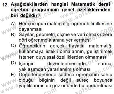 İlköğretime Hazırlık Ve İlköğretim Programları Dersi 2014 - 2015 Yılı (Final) Dönem Sonu Sınav Soruları 12. Soru