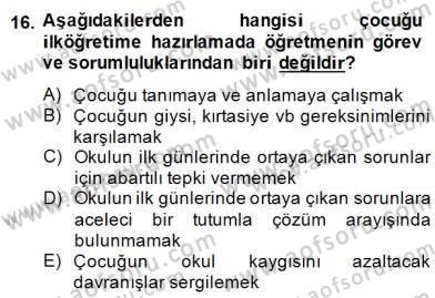 İlköğretime Hazırlık Ve İlköğretim Programları Dersi 2014 - 2015 Yılı (Final) Dönem Sonu Sınav Soruları 16. Soru