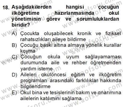İlköğretime Hazırlık Ve İlköğretim Programları Dersi 2014 - 2015 Yılı (Final) Dönem Sonu Sınav Soruları 18. Soru