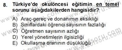 İlköğretime Hazırlık Ve İlköğretim Programları Dersi 2014 - 2015 Yılı (Final) Dönem Sonu Sınav Soruları 8. Soru