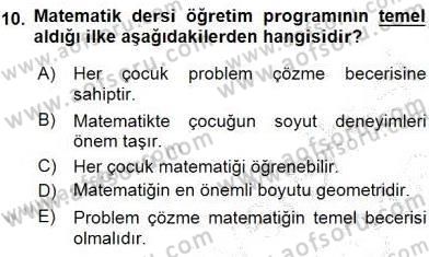 İlköğretime Hazırlık Ve İlköğretim Programları Dersi 2015 - 2016 Yılı (Final) Dönem Sonu Sınavı 10. Soru