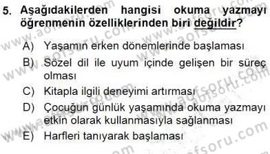 İlköğretime Hazırlık Ve İlköğretim Programları Dersi 2015 - 2016 Yılı (Final) Dönem Sonu Sınav Soruları 5. Soru