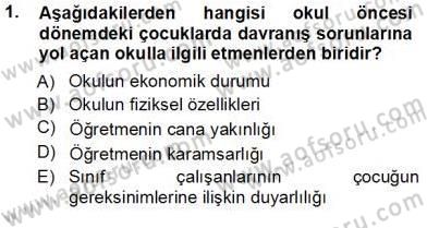 Davranış Ve Öğrenme Sorunu Olan Çocukların Eğitimi Dersi Ara Sınavı Deneme Sınav Soruları 1. Soru