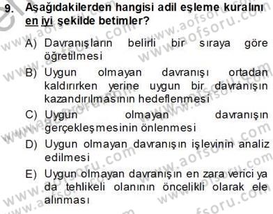 Davranış Ve Öğrenme Sorunu Olan Çocukların Eğitimi Dersi Ara Sınavı Deneme Sınav Soruları 9. Soru