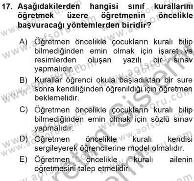 Davranış Ve Öğrenme Sorunu Olan Çocukların Eğitimi Dersi 2015 - 2016 Yılı (Vize) Ara Sınavı 17. Soru