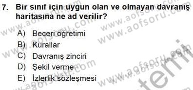 Davranış Ve Öğrenme Sorunu Olan Çocukların Eğitimi Dersi 2015 - 2016 Yılı (Vize) Ara Sınavı 7. Soru