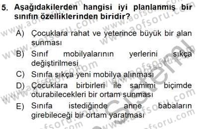 Davranış Ve Öğrenme Sorunu Olan Çocukların Eğitimi Dersi 2015 - 2016 Yılı (Final) Dönem Sonu Sınavı 5. Soru